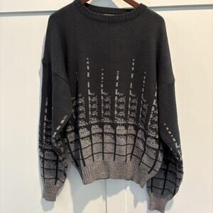 Vintage Barnaby Sweater Mens Extra Large Gray Black Geometric Knit Pullover 90s‎